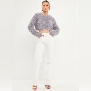 NWT Endless Rose Long Sleeve
Cropped Sweater, Charcoal, Size M